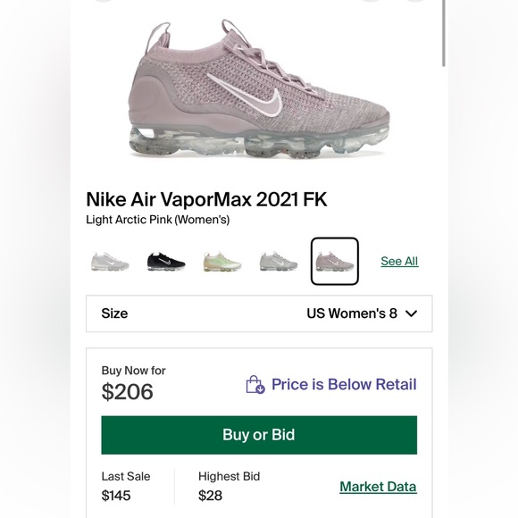 Nike Air VaporMax 2021 FK “Light Arctic Pink” Women’s Size 8 - Picture 9 of 9